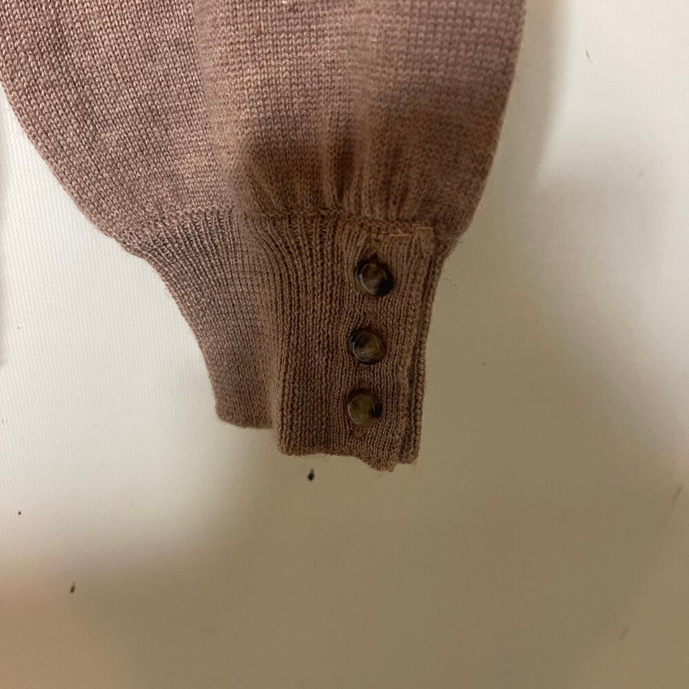 Sezane Eduardo camel latte merino wool jumper white lace collar XS - Picture 9 of 10